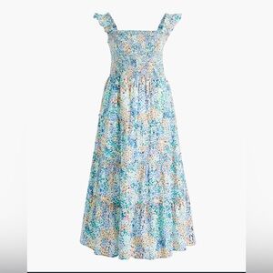 J. Crew Floral Midi Dress - Blue and White